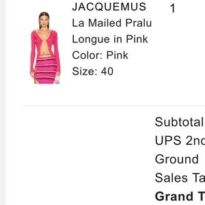 Jacquemus La Mailed Pralu Longue in Pink, SIZE 40
